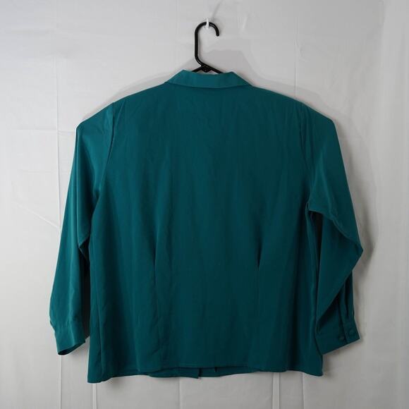 Vintage Christie & Jill Teal Blue Long Sleeve Button Up Womens 20W Plus Size - Picture 2 of 7